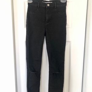 High Rise Black Slit Jeans
